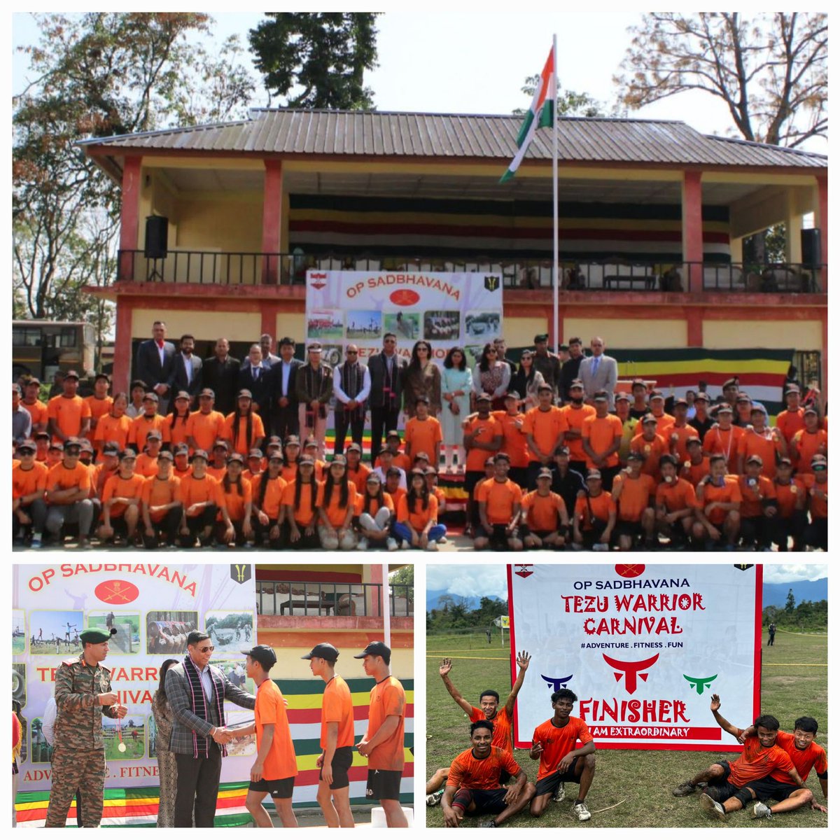 With an aim to inculcate the spirit of adventurism, fitness and camaraderie amongst the youth of Lohit, Anjaw, Namsai and Dibang Valley districts in #ArunachalPradesh, #SpearCorps, #IndianArmy organised the 𝗧𝗲𝘇𝘂 𝗪𝗮𝗿𝗿𝗶𝗼𝗿 𝗖𝗮𝗿𝗻𝗶𝘃𝗮𝗹 under #OperationSadbhavna…