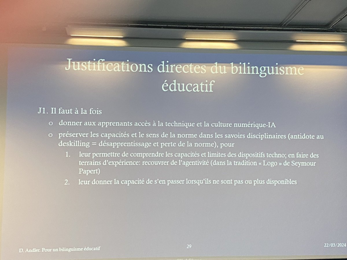 AfaeBesac's tweet photo. École et IA : je t’aime moi non plus. @afae_fr. La proposition foutraque de D ANDLER, le bilinguisme éducatif. Faire travailler les élèves à mains nues et avec les mains outillées. Former les enseignants,  éviter la guerre des religions, donner aux 2 camps la moitié du terrain. https://t.co/S8t4UoTq8w