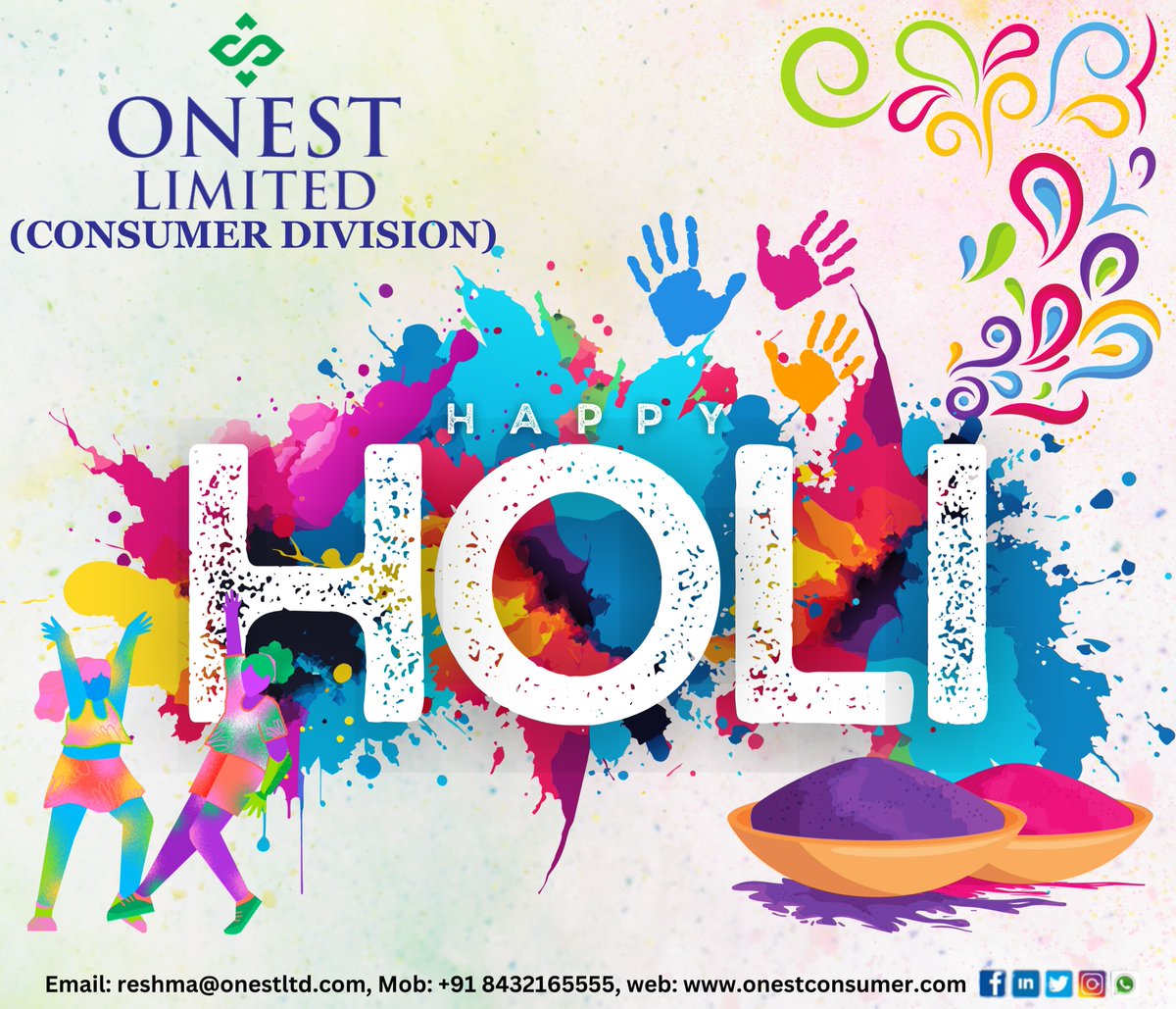Onest_OCL's tweet photo. I wish you a lot of happiness and prosperity on the auspicious occasion of Holi. Happy Holi 2024.   

#onestlimited #onestconsumer #consumer #holi #happyholi #rangpanchami #holifestival #fmcg #exporter https://t.co/5lyzhdKFzG