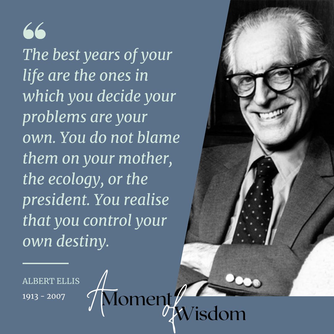 It's time to step up and take control of your life. Only you can.

#AlbertEllis
#OwnYourStory
#EmbraceResponsibility
#StopTheBlameGame
#MasterYourDestiny
#RiseAboveExcuses
#EmpowermentJourney
#SolutionsOverComplaints
#HappinessIsSelfMade
#ClaimYourPower
#BreakFreeFromVictimhood
