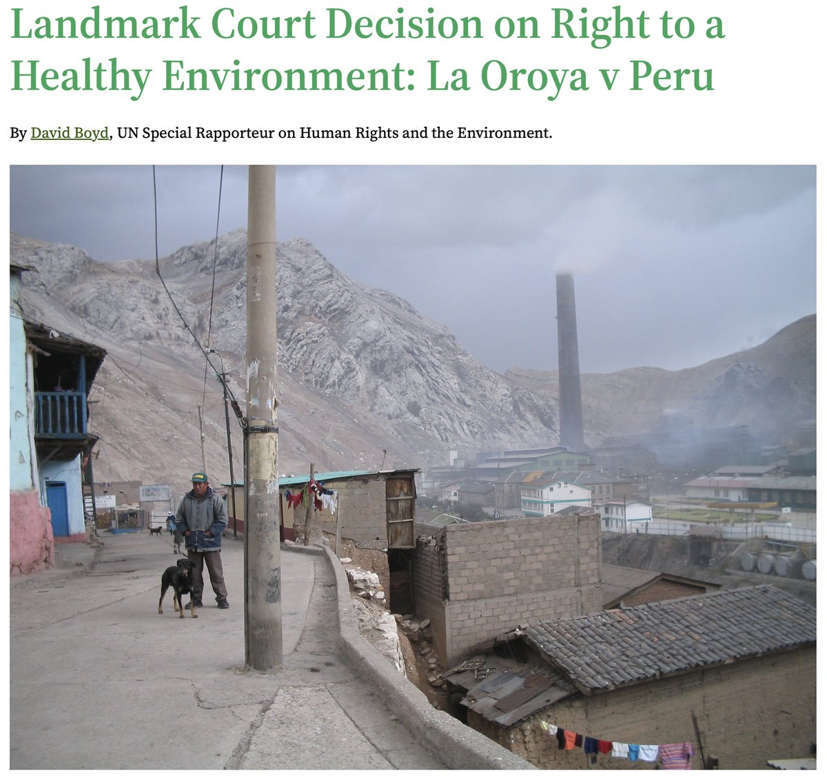 The Inter-American Court of Human Rights handed down a landmark decision on Friday, 22 March in La Oroya v Peru. For GNHRE, @SREnvironment has published an essay on this judgment and what it means for the right to a healthy environment. See his work here: gnhre.org/?p=17944