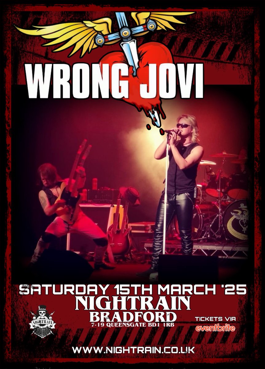 Nightrain Music Venue - Bradford (@nightrainvenue) on Twitter photo 🔥BON JOVI TRIBUTE🔥
✖️WRONG JOVI✖️
▫️15th MARCH ‘25▫️
🎫 TICKETS ⤵️
eventbrite.co.uk/e/wrong-jovi-n…
<a href="/bradford2025/">Bradford 2025</a>
<a href="/YorkshireMC/">Yorkshire Music Collective</a>
<a href="/Yorkshire_Gigs/">Yorkshire Gigs</a>
<a href="/WrongJovi/">Wrong Jovi</a>
<a href="/visitBradford/">Visit Bradford</a>
@indiebd1
<a href="/allgigs/">AllGigs</a>
#supportlocal
#LiveMusic
#BonJovi 🔥BON JOVI TRIBUTE🔥
✖️WRONG JOVI✖️
▫️15th MARCH ‘25▫️
🎫 TICKETS ⤵️
eventbrite.co.uk/e/wrong-jovi-n…
<a href="/bradford2025/">Bradford 2025</a>
<a href="/YorkshireMC/">Yorkshire Music Collective</a>
<a href="/Yorkshire_Gigs/">Yorkshire Gigs</a>
<a href="/WrongJovi/">Wrong Jovi</a>
<a href="/visitBradford/">Visit Bradford</a>
@indiebd1
<a href="/allgigs/">AllGigs</a>
#supportlocal
#LiveMusic
#BonJovi