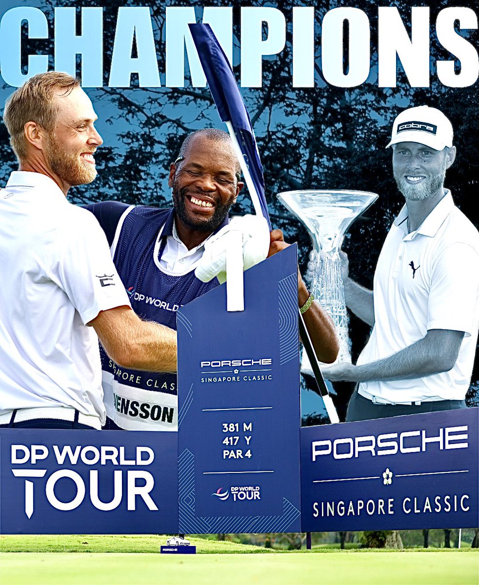Great finish earlier #porschesingaporeclassic @DPWorldTour fantastic performance from Jesper Svensson and caddie “Lucky” Xolani Shandu. What a great city Singapore is ….