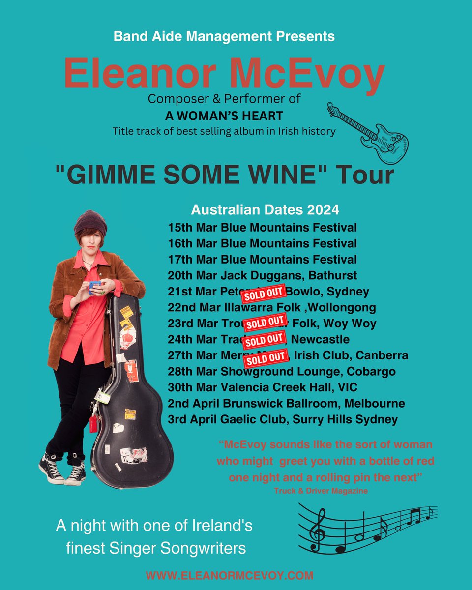 Tickets selling fast! For tickets eleanormcevoy.com/tour/