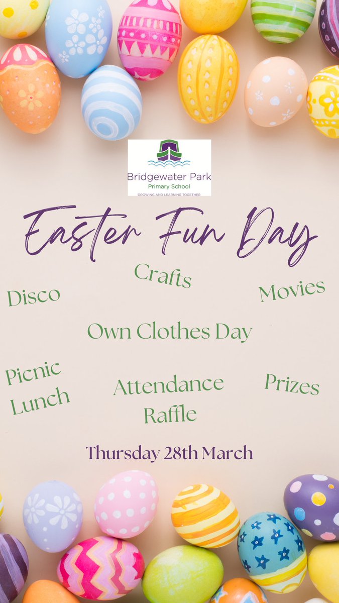 Bridgewater Park Primary School Castlefields (@bcastlefields) on Twitter photo After a busy spring term, we have an Easter fun day planned for our pupils on Thursday! We canβt wait! π£π«π° <a href="/bwpnurseryeyfs/">Nursery & Reception Bridgewater Park</a> <a href="/bwpyear12/">Y1 & 2 Bridgewater Park Primary School</a> <a href="/bwpyear34/">Y3 & 4 Bridgewater Park Primary School</a> <a href="/bwpy56/">Y5 & 6 Bridgewater Park Primary School</a> #BWPenrich After a busy spring term, we have an Easter fun day planned for our pupils on Thursday! We canβt wait! π£π«π° <a href="/bwpnurseryeyfs/">Nursery & Reception Bridgewater Park</a> <a href="/bwpyear12/">Y1 & 2 Bridgewater Park Primary School</a> <a href="/bwpyear34/">Y3 & 4 Bridgewater Park Primary School</a> <a href="/bwpy56/">Y5 & 6 Bridgewater Park Primary School</a> #BWPenrich