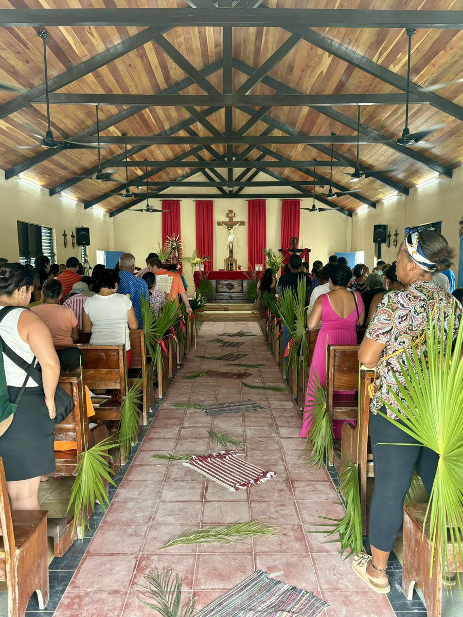 Palm Sunday on the island of Caye Caulker, Belize, with parishioners & a few tourists, too. The church was recently renovated & looks beautiful. A blessed Holy Week to all!