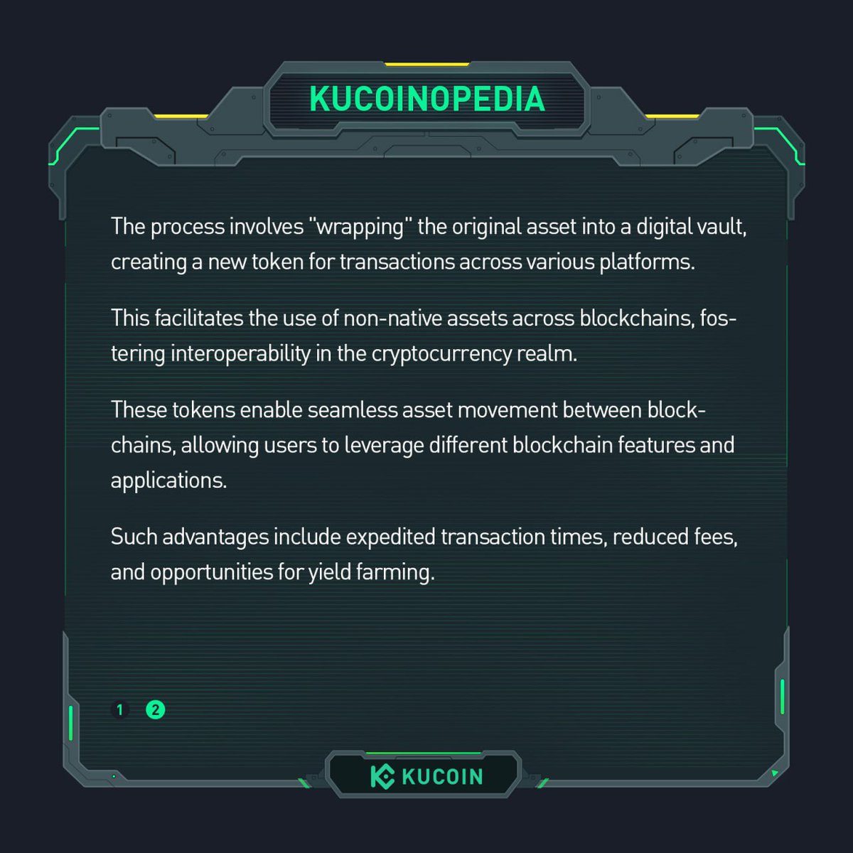 KucoinIndia's tweet photo. 📙 #KuCoinopedia: #WrappedTokens

🎁 एक ब्लॉकचेन से दूसरे ब्लॉकचेन के लिए उपहार के रूप में कार्य करते हुए, अन्य क्रिप्टोकरेंसी के मूल्य से जुड़े, Wrapped Tokens DeFi प्लेटफॉर्म के भीतर निर्बाध क्रॉस-चेन ट्रांज़ेक्शन ऑफर करते हैं।

#KuCoin #crypto #cryptocurrency https://t.co/ETz59IIsDM