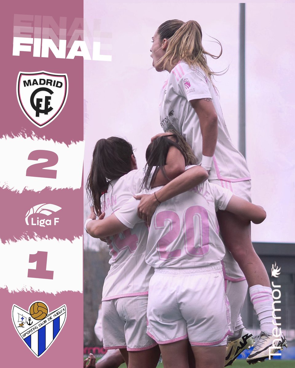 MadridCFF's tweet photo. 🏁 FINAAL FINAAAAL
MADRID CFF |2️⃣-1️⃣| SP. HUELVA 
⚽️ Gio
⚽️ Monica

#LigaF | #VamosMiMadrid 🤍🩷 https://t.co/6E6V205Rj2