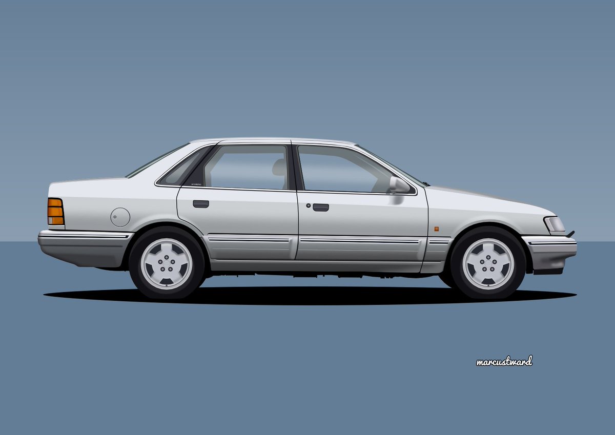 marcus_t_ward's tweet image. Latest drawing. 

1990 MK3 Ford Granada Scorpio Saloon 

Just a quick one as I'm struggling quite bad with pain due to my arm/shoulder injury.  

#ScorpioSunday
#SaloonSunday

#MadeInAffinity
#VectorDrawing