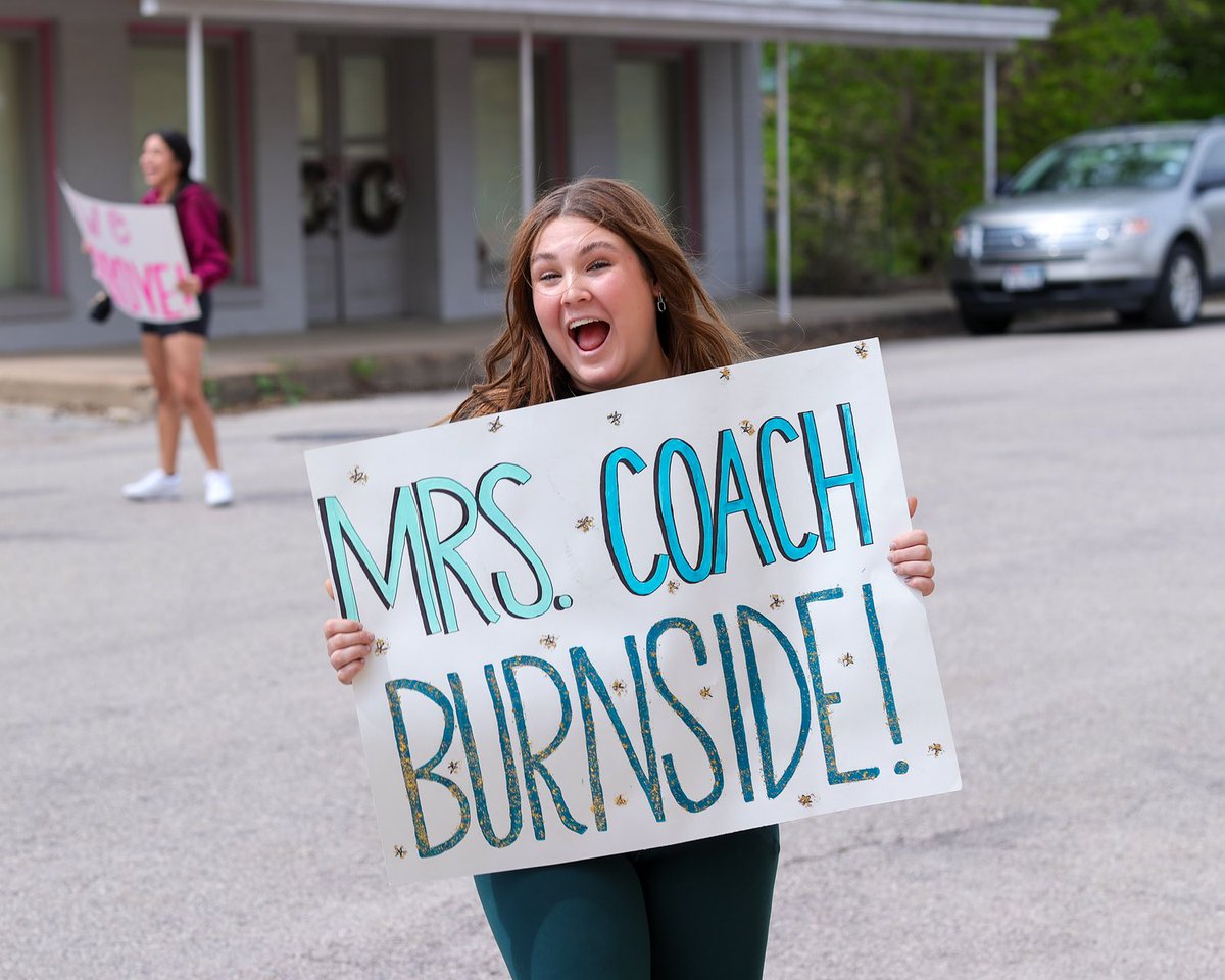 coachmyhrek's tweet photo. The easiest yes ever! 
My soccer girls were included in the most perfect proposal there ever was! 

@CoachBurny let’s do the dang thing! 💚💙 https://t.co/K62syDrYMB
