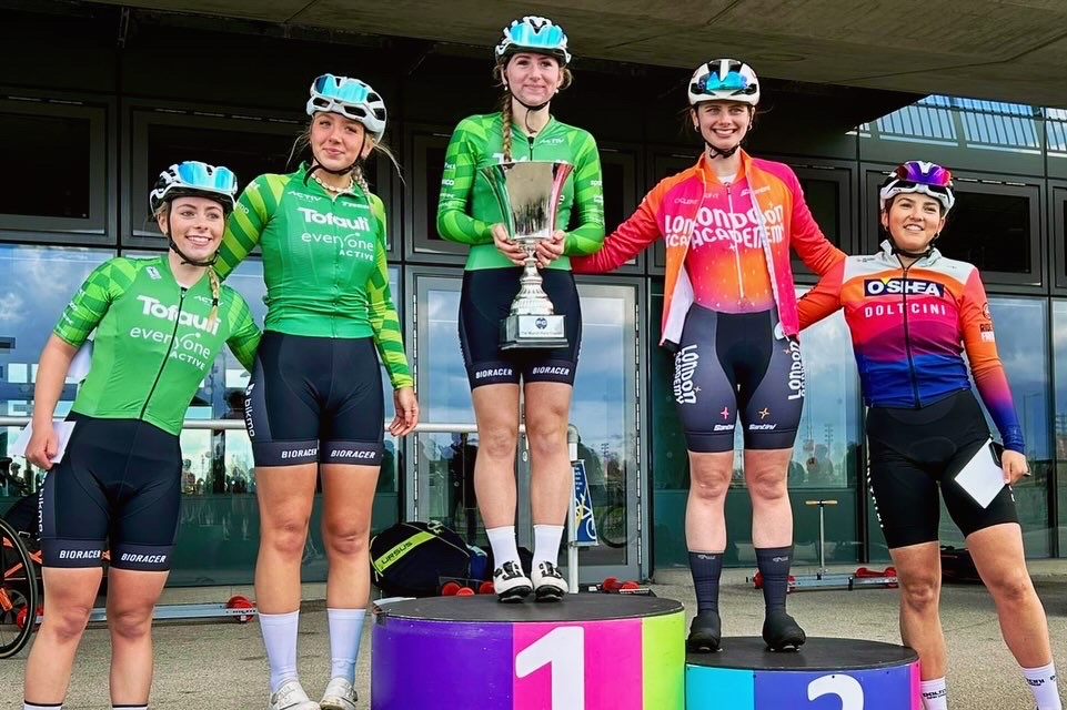 All on the throw. The March Hare is a long-established early circuit race classic in eastern parts. The 2024 edition was held at Lee Valley Velopark on Saturday. What’s more, the girls bossed the E123 race, with Becky clinching the win, Amelia in 3rd and Mia 5th. Very nice.