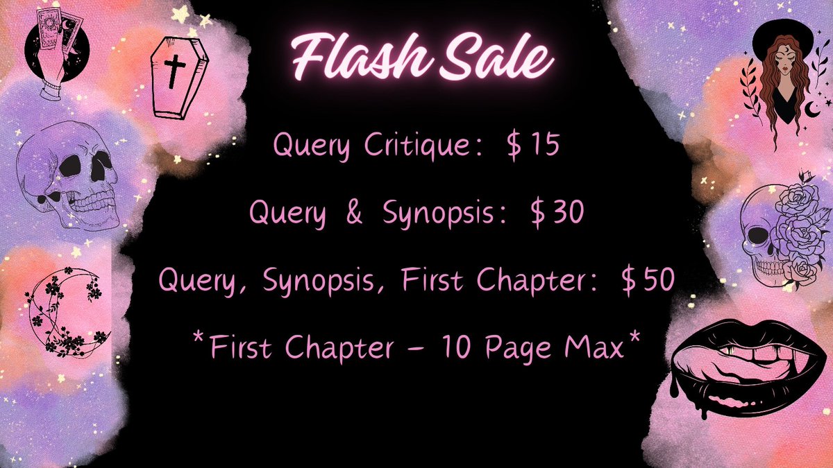 Amandabadillo25's tweet photo. Having a flash sale today on query critique items!
If you or anybody you know needs/wants a query critique please either DM me or contact me through my website 🩷
#amquerying #querycritique #writingcommunity #writingtips #writinglife #booktwt #bookeditor #query #writerslife https://t.co/qK61eDBSeI
