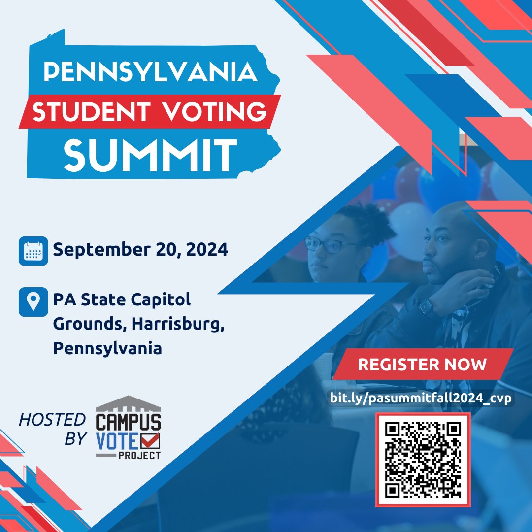 Registration for our 2024 Fall Pennsylvania Student Voting Summit is now OPEN! This free, nonpartisan event is your gateway to directly engaging with elected officials and exploring Pennsylvania's State Capitol. Mark your calendars now: bit.ly/pasummitfall20…