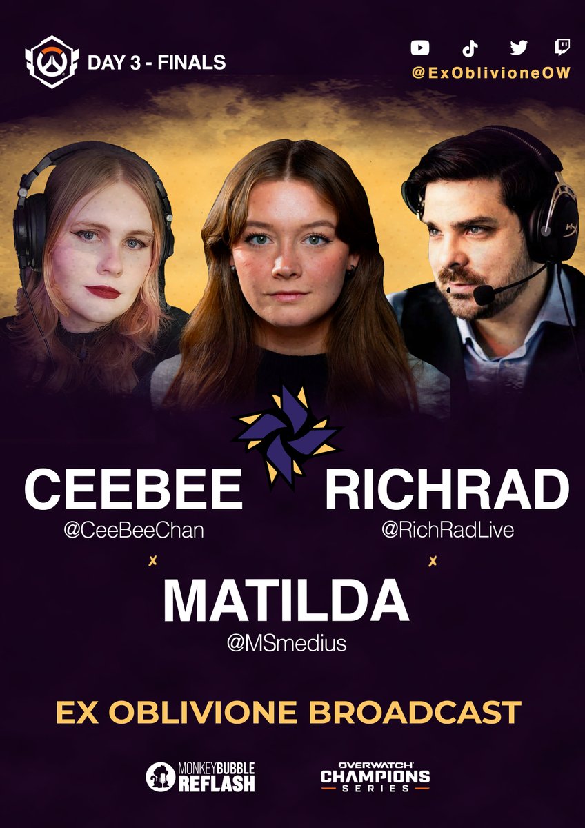 The final Co-Stream for OWCS Stage 1 is here! 🎉 Today's stream is a special one! ❤️2x Ultimate Battle Pass giveaways 🎁 🐦 1. Twitter Picker 🎥 2. Twitch Exclusive Challenge Our amazing line-up: 👉Brigitte VA and ExO Co-Owner: @MSmedius 👉Ex-Contenders Caster: @RichRadLive…