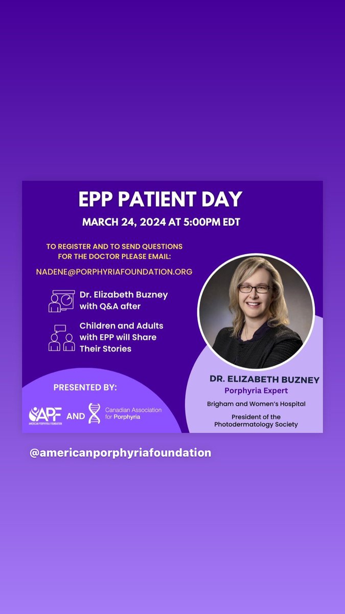 EPP PATIENT DAY ZOOM MEETING TODAY!! There is still time to register! Please join us on Sunday! If you would like to submit questions for the Q&A, please submit them today.