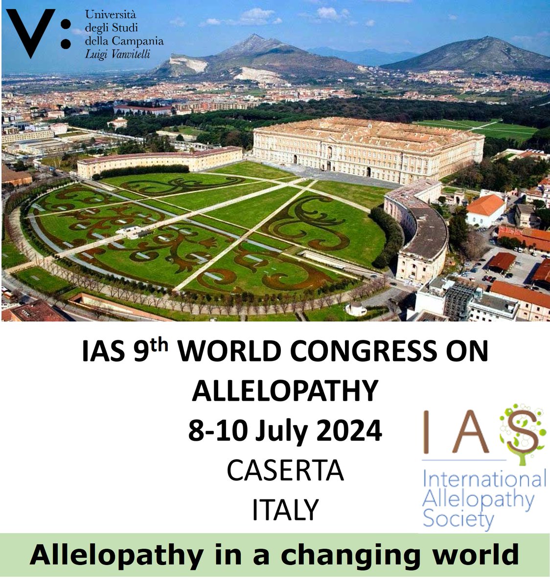 We are delighted to invite you to the 9th World Congress on Allelopathy, which will be held on July 8-10 2024 in Caserta, Italy.

Here you'll find the official website: allelopathycongress.org
#allelopathy #phytochemistry #ecology <a href="/PhytochemMonica/">Monica Scognamiglio</a>