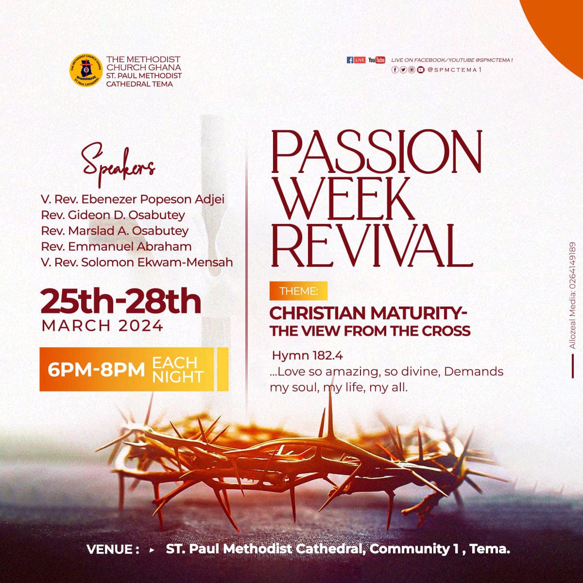 spmctema1's tweet photo. REVIVAL ALERT! π Get ready to experience the power of faith as *PASSION WEEK REVIVAL* kicks off TOMORROW!
#PassionWeekRevival
#ChristianMaturity
#ViewFromTheCross πβ¨ https://t.co/8MZur1CENI
