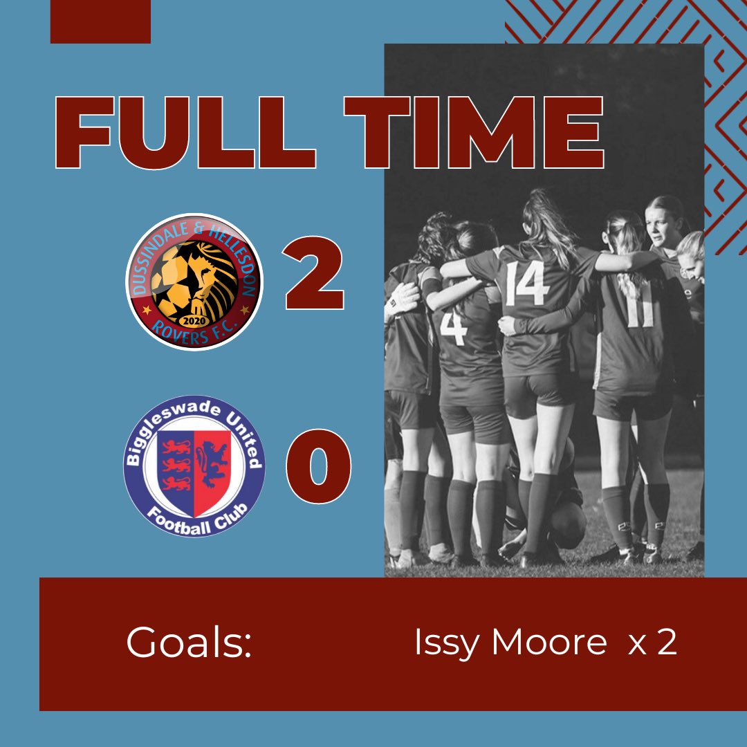 The ladies take all 3pts on the road with two great goals from Issy Moore. Fair play to @WomenBUFC who didn’t make it easy but the ladies secured the clean sheet and saw out the game. Thanks to Biggleswade for their hospitality #upthedussy 📸 @Cunninghamben86