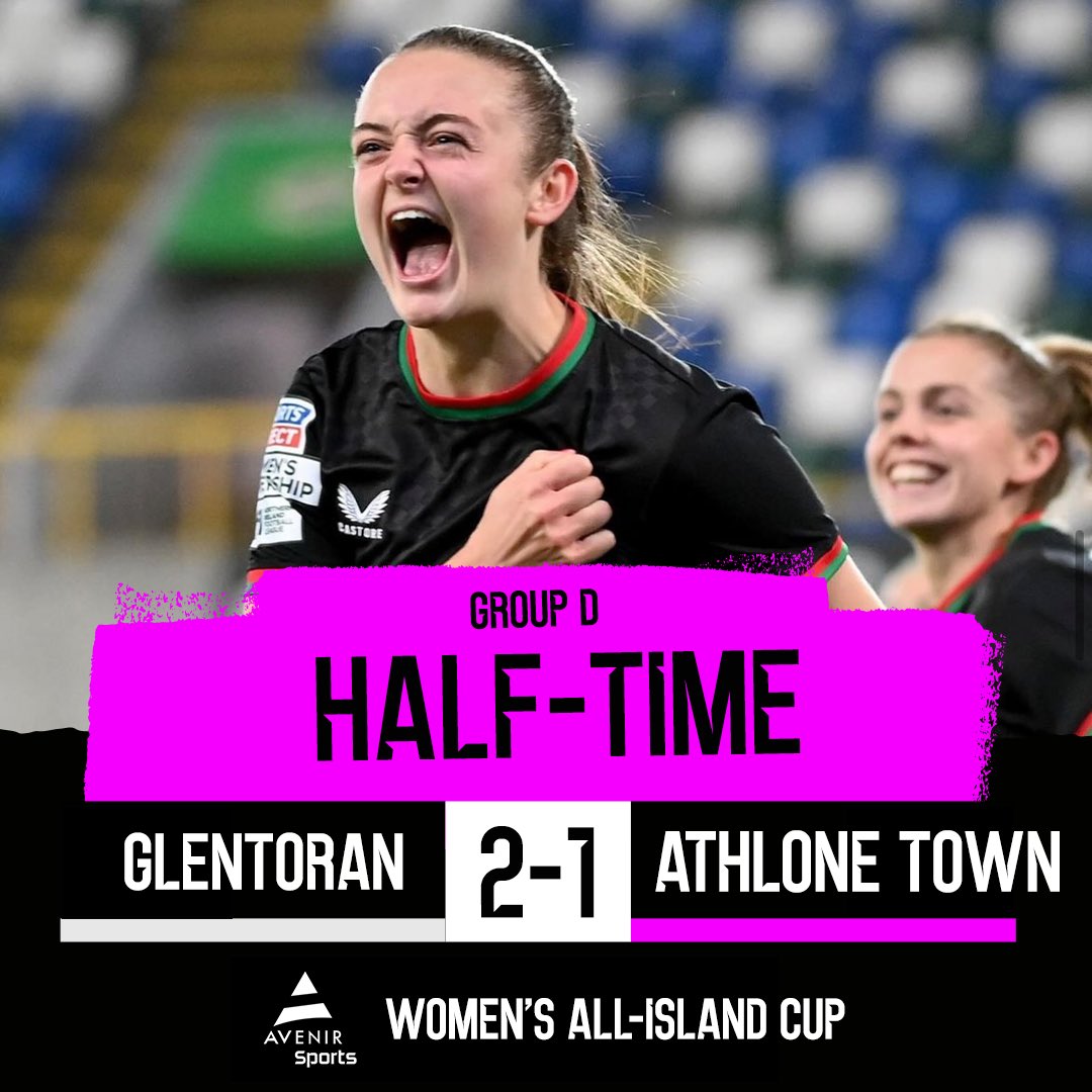 LoiWomen's tweet photo. HT | Glentoran lead at the break!
Second half on LOITV π https://t.co/DvBCEHzeY4
#AllIslandCup | #GLEATH https://t.co/B1uUZoorPy
