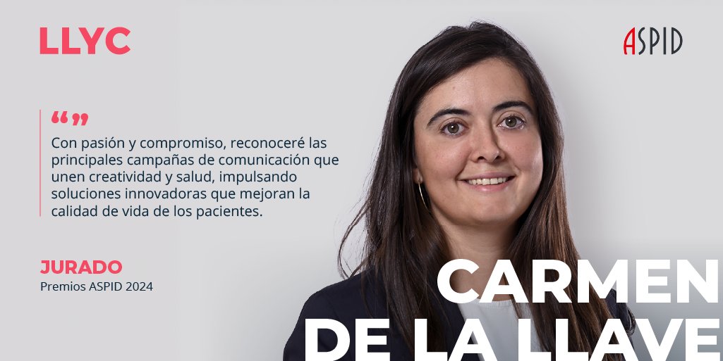 luisagarcia's tweet photo. @carmendelallave , directora de #HealthcareLLYC en #LLYCMadrid, forma parte del jurado de @premiosaspid 2024. Su experiencia será clave para evaluar campañas que mejoran la calidad de vida en salud. ¡Enhorabuena por esta contribución destacada! https://t.co/gJMovo2Ypv