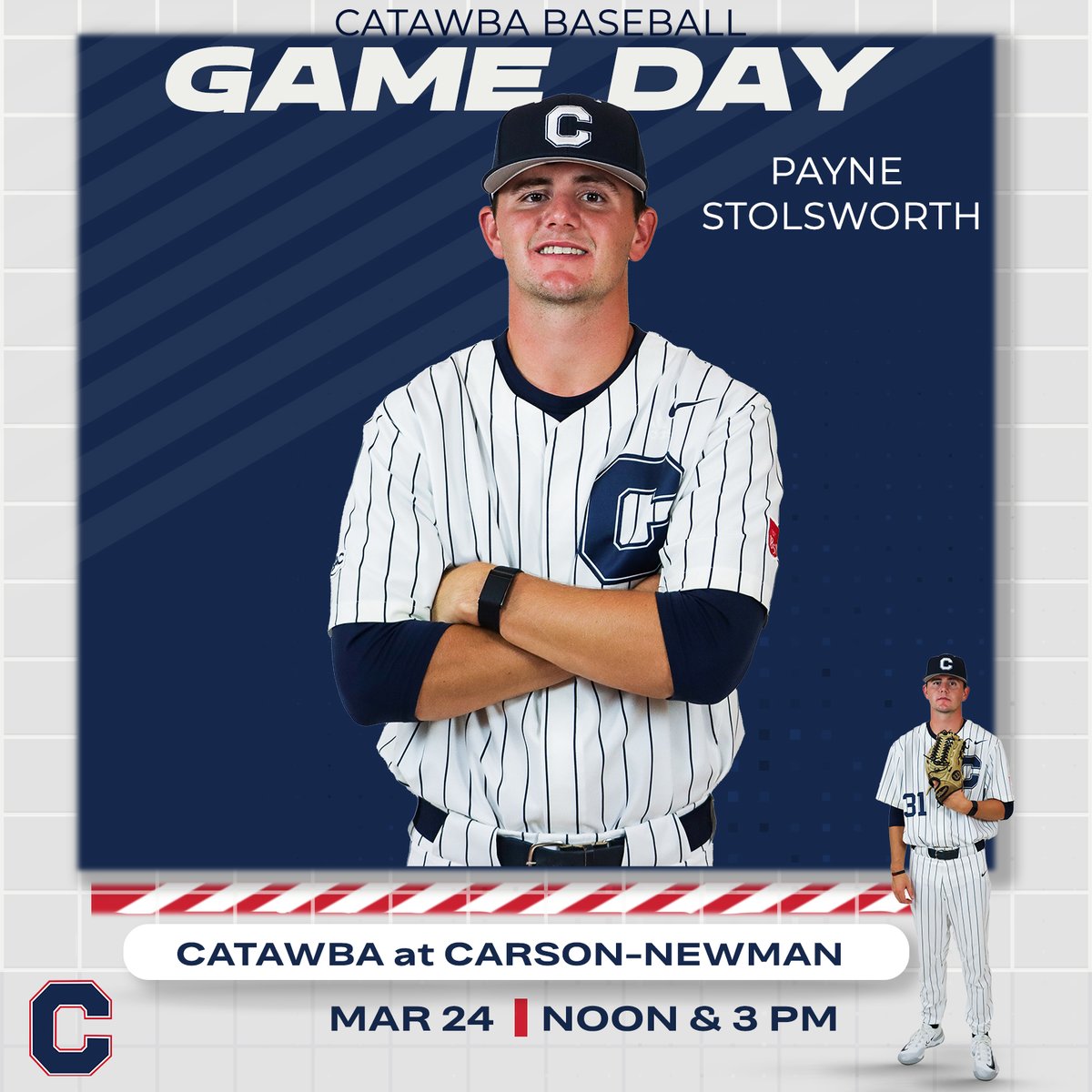 Double Header Sunday for @CatawbaBaseball ⚾️ 🆚 Carson-Newman ⏰ Noon & 3 PM 📊 tinyurl.com/2w927hrb 🎥 tinyurl.com/5n7xvp9n #BeYourOwnHero