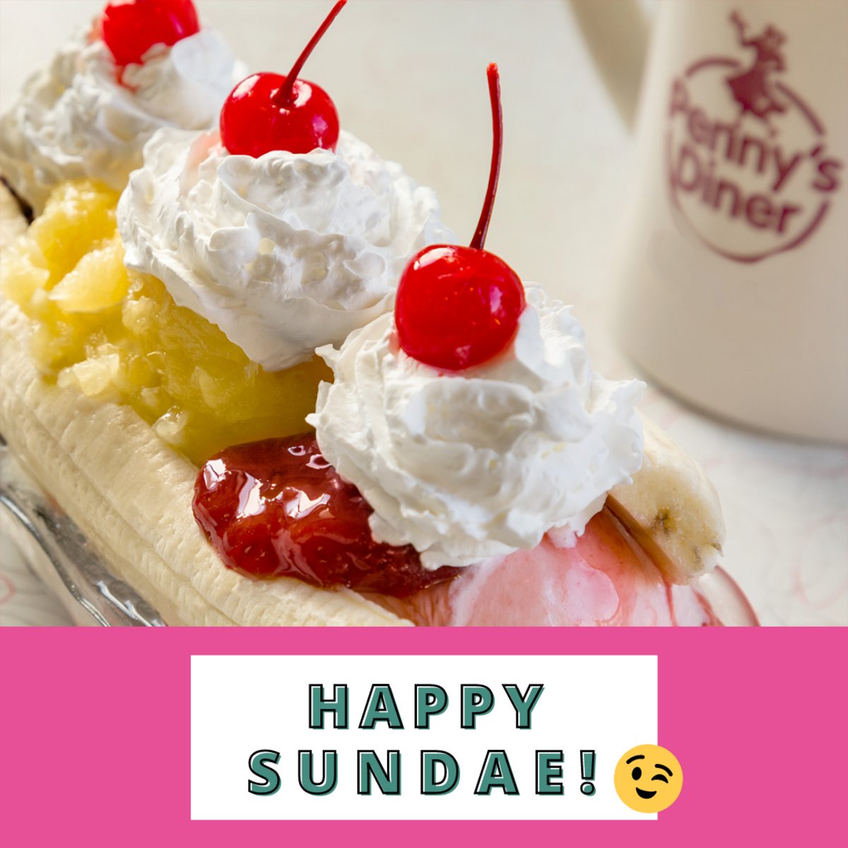 Any day can be sundae at Penny's Diner Vaughn! Stop in and get yourself a tasty treat!
#sundae #diners #roadtrip #dessert #bananasplit