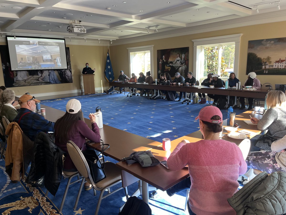 The gang is all here! Current fellows, reserve, incubators and working veteran farmers training together at ⁦@MountVernon⁩ . The 2024 Veteran Farmer Program reserve class is huge this year @40 from 6 different states!