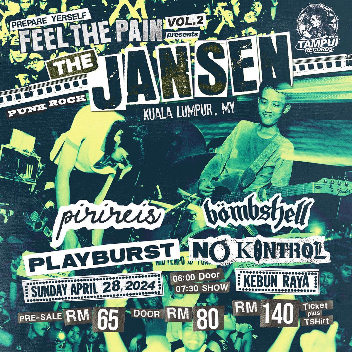 First show after Raya with <a href="/thejansen_id/">The Jansen</a> 🇮🇩

📆: April 28th, 2024
⏰: 7.30pm
🎫: RM65 (Presale) , RM80 (Door) , RM140 (Ticket + Tshirt) 
🏢: @tampuirecords 
👯‍♀️👯‍♂️: <a href="/playburst/">PLAYBURST</a> , @bsfoad18 &amp; <a href="/nokontrol/">Robertoh Ramone</a> 

Let’s come dance to The Jansen!