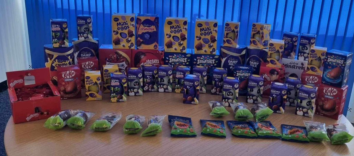 These mouthwatering Easter treats were donated by the lovely employees at Worcester firm @Open_GI Thank you to everyone that has donated treats to bless some of the children we’ll be feeding over the Easter break #worcestershirehour