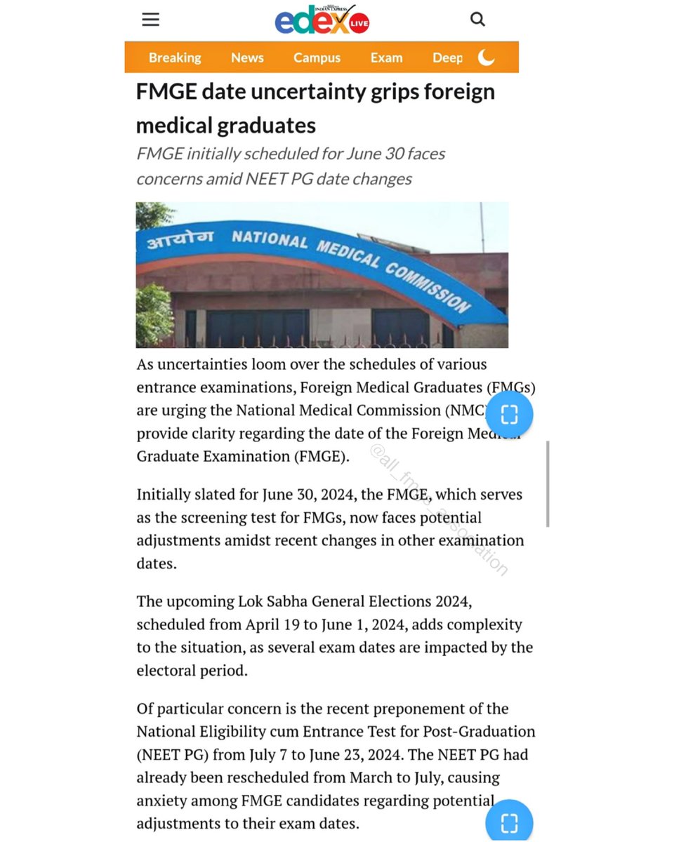 ALL FMGs ASSOCIATION(AFA) (@official_afa_) on Twitter photo I kindly request <a href="/NbeIndia/">National Board of Examinations</a>, <a href="/NMC_IND/">National Medical Commission</a>, <a href="/dryogendermalik/">Dr Yogender Malik</a>, and <a href="/Xpress_edex/">Edex - The New Indian Express</a> to intervene in this matter and provide a clear date for FMGE (Foreign Medical Graduate Examination) similar to NEET-PG. It would greatly alleviate anxiety among FMGs. #fmge #MedTwitter I kindly request <a href="/NbeIndia/">National Board of Examinations</a>, <a href="/NMC_IND/">National Medical Commission</a>, <a href="/dryogendermalik/">Dr Yogender Malik</a>, and <a href="/Xpress_edex/">Edex - The New Indian Express</a> to intervene in this matter and provide a clear date for FMGE (Foreign Medical Graduate Examination) similar to NEET-PG. It would greatly alleviate anxiety among FMGs. #fmge #MedTwitter