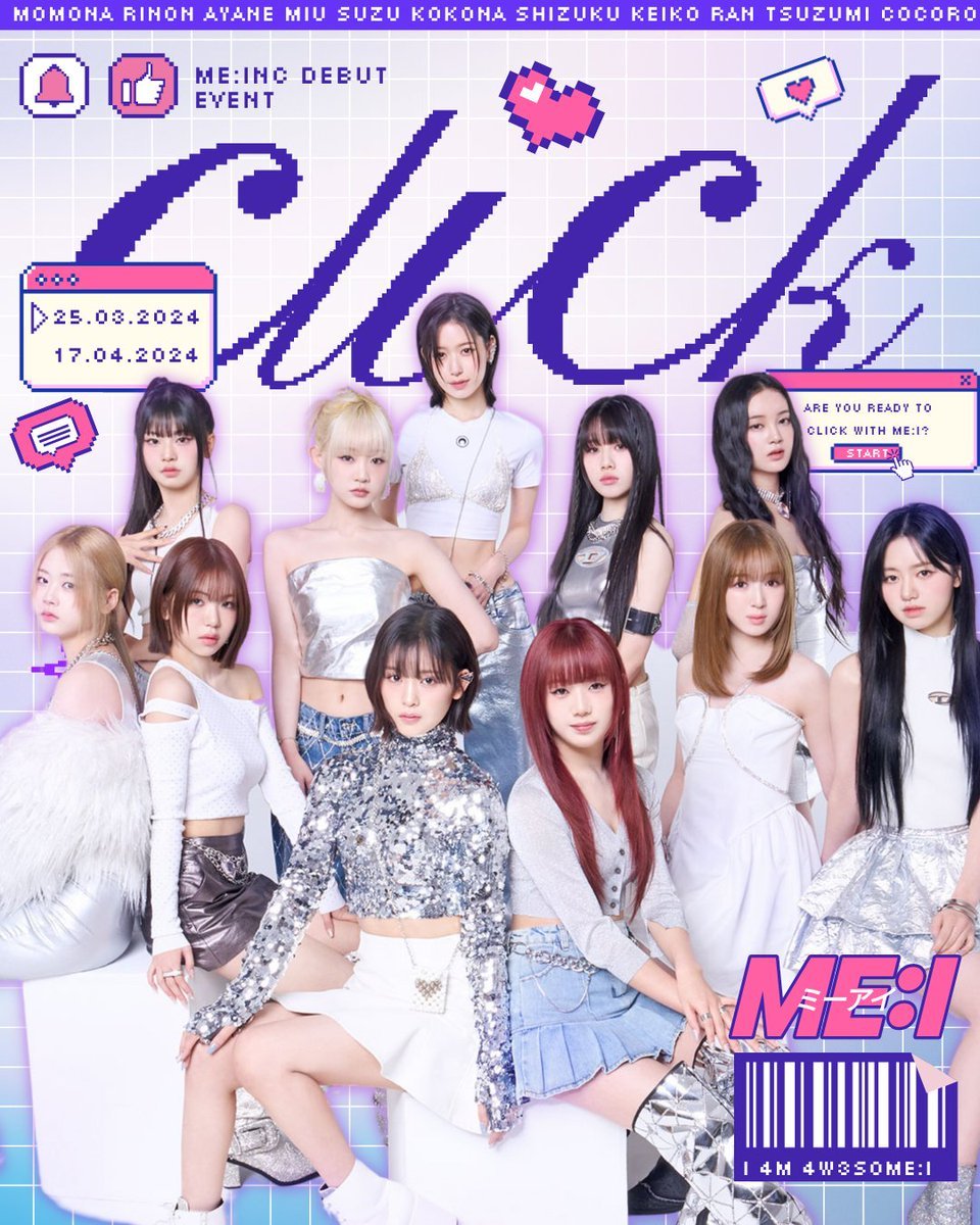 ㅤ 
⊹ 𝓨OU&amp;ME, let's revel the path to our bright future filled with spirit that all dreams will come true when we stand as one, like today, we're on this phenomenal moment in 𝙈𝙀:𝙄 history. Take my hand into the big moment of “𝗖𝗟𝗜𝗖𝗞” debut music video extravaganza. ⊹
ㅤ