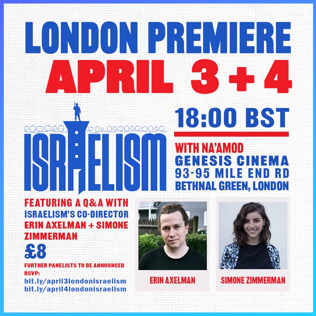 Join us in London for our UK Premieres with @NaamodUK RSVP at: israelismfilm.com/screenings