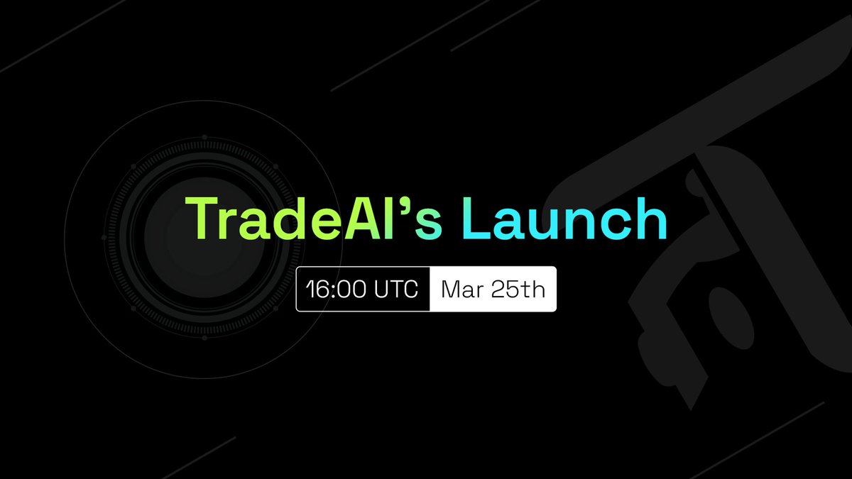 The moment for TradeAI's launch has been set: $wTAI

🗓 Mark the date: 16:00 UTC Mar 25th

The official announcement will be shared here and on our TG: t.me/TradeAIonTao

Stay tuned!