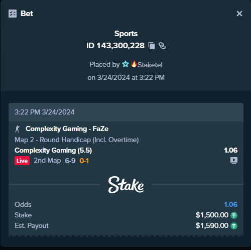 Staketel's tweet photo. https://t.co/CvtszhaZ0Z - Bet here

Complexity Gaming - FaZe

#Complexity #Gaming #FaZe #ComplexityGaming https://t.co/6icqDAhXQY
