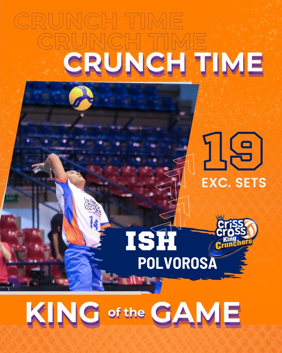 Birthday win for Ish! 🤩✨

Ish Polvorosa takes the spotlight as the Crunch Time King of the game for Game 2🧡💙 The team is proud of you! 

#CrissCross #KingCrunchers #RebiscoVolleyball #Spikersturf