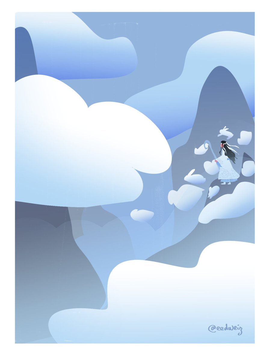 eedweiz's tweet photo. I really love the idea of cloud shepherd lwj making cute and fluffy bunnies clouds 🥺🐇☁️

#MDZS https://t.co/60x9IELaw5