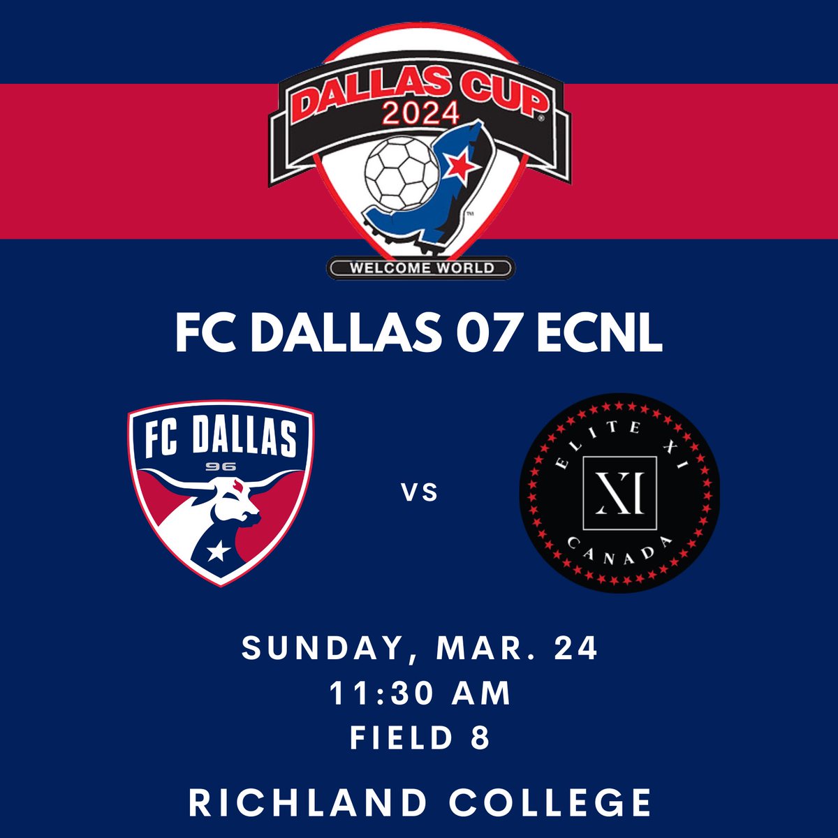 Day 2️⃣ @dallascup Come out and watch us at Richland College today‼️ #DTID | #HeartAndHustle ⏰11:30am 📍 Richland College | Field 8 @FCDwomen | @FCDallas