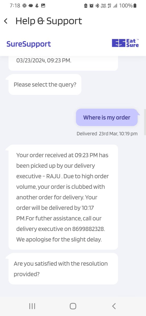 parindamerchant's tweet photo. @eatsurenow Thats the mgs I got everytime I tried to ask for help from your support team and then after an hour and 15 mins...order cancelled from your side.
How can your system be so bad? https://t.co/eQrrBzoDFP