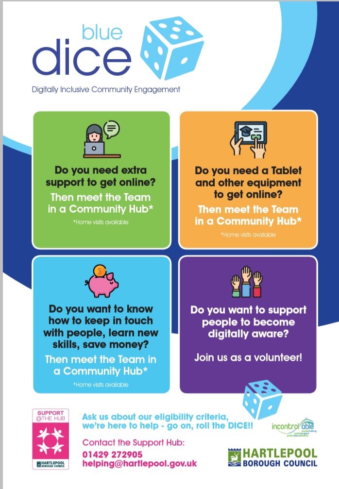 Our #bluedice and #choosered sessions @HartlepoolHubs Central this week are Monday, 10-1pm and Tuesday, 10.30-1.30pm 👍😊 #DigitalInclusion #sharetrustgrow @ClsHartlepool @hartlepoolnow