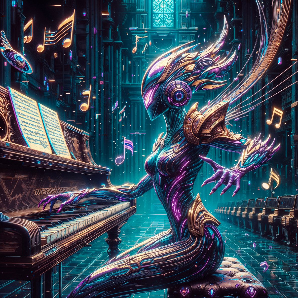 We asked in our server what instrument the community wanted to see in the next sneaky peeky of @NeuromindArt Cyber Symphony stealth mint. We present... #SeiNFT #art