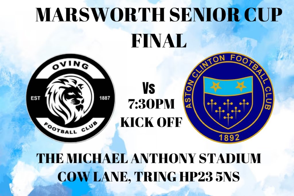 Monday night football! Tomorrow night we play in the Marsworth cup final!