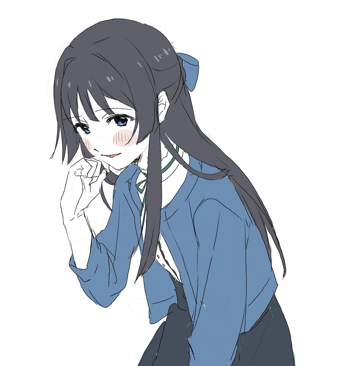 mogami shizuka 1girl solo long hair looking at viewer blush smile blue eyes  illustration images