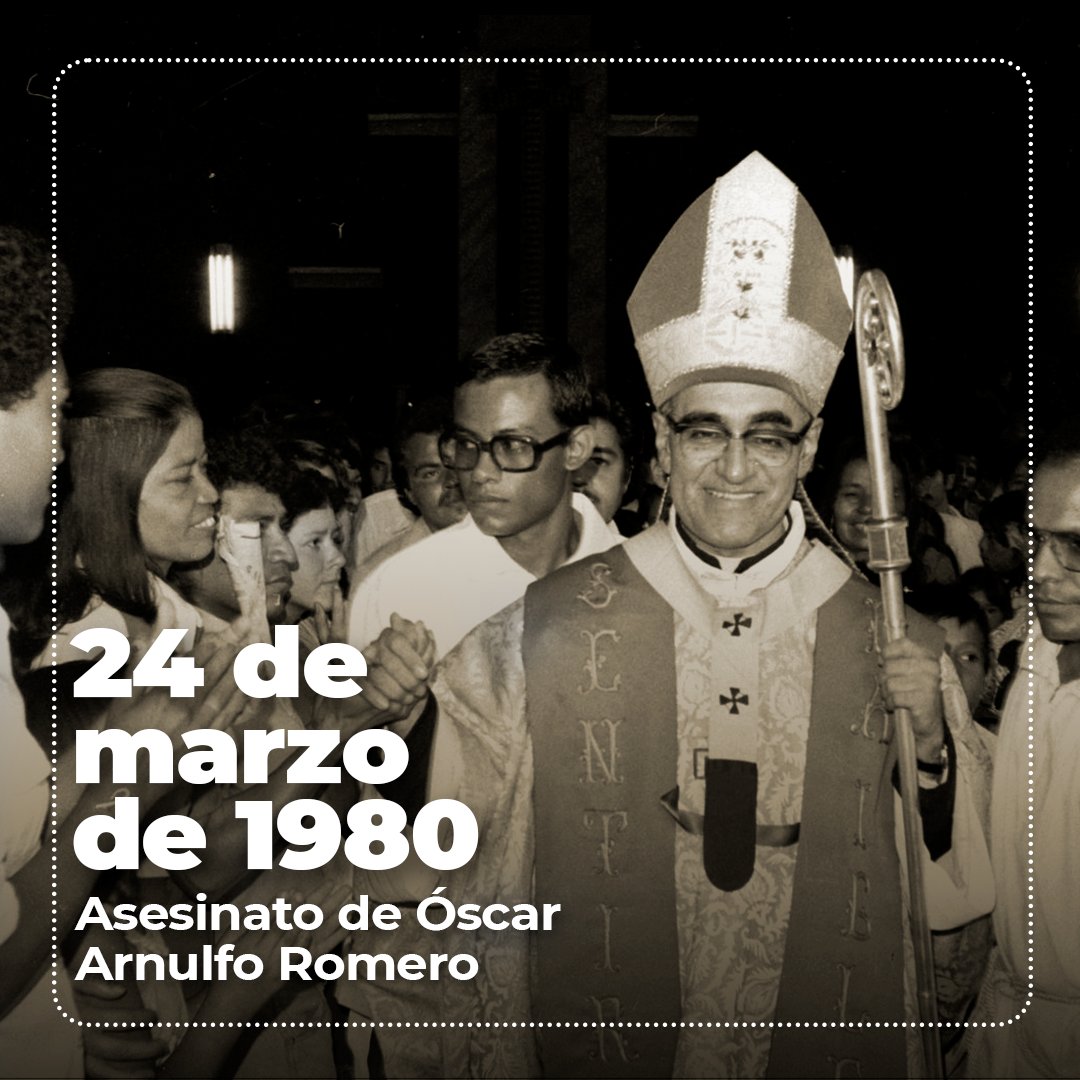 Hoy recordamos el trágico asesinato de San Óscar Arnulfo Romero, arzobispo y defensor de los derechos humanos en El Salvador. Su valiente denuncia de la represión y compromiso con los más vulnerables lo convirtieron en un símbolo mundial de la lucha por la justicia social.