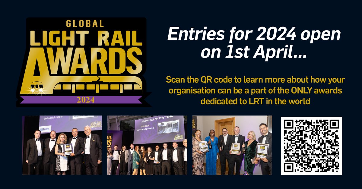 It's opening soon! With a new location, this year's awards will be bigger and better than ever! See you there? #awards #LRT #tram #metro #global #followusformore #uktram #internationallrt #railfuture #innovate #win