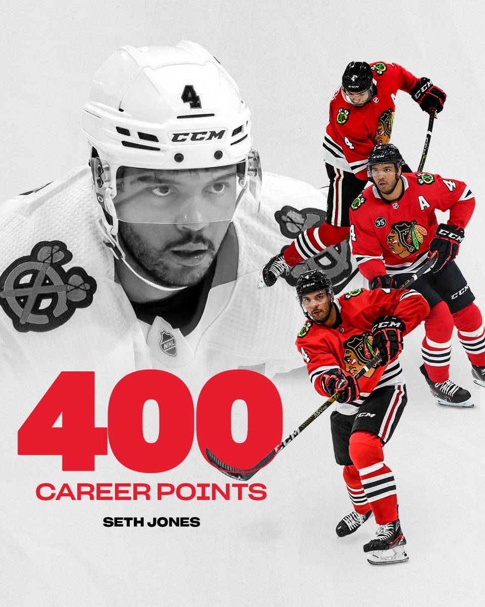 Congratulations to Seth Jones who hit the 400 Career Point milestone this week AND scored the OT Winner last night in an amazing comeback win for the Hawks!