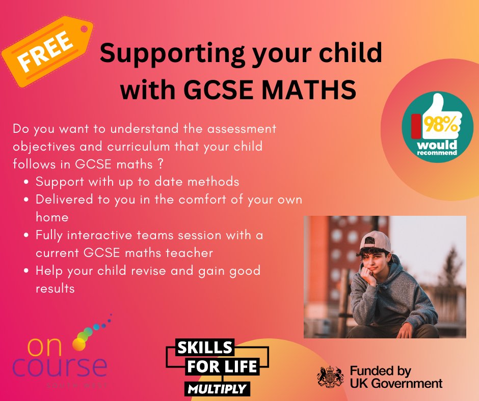 OnCourseSW's tweet photo. Support your child with FREE GCSE Maths courses running on:
- 16th April 7pm Online
- 18th April 1pm Online
More info and to enrol πhttps://t.co/LLACwpFNvO
#Maths #GCSESupport #Plymouth #AdultLearning https://t.co/UemkQqj1eN