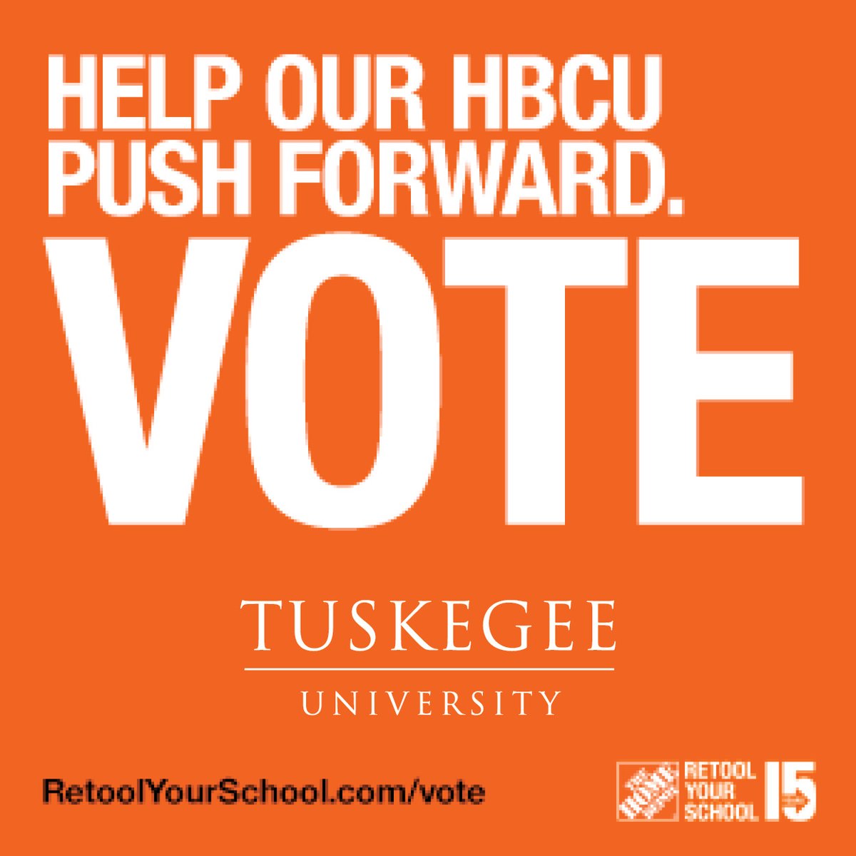 Today is the last day to vote to help Tuskegee win up to $150k in Campus Improvement Grants! Did you vote today? Do so now at retoolyourschool.com/vote. #RetoolYourSchool #OneTuskegee