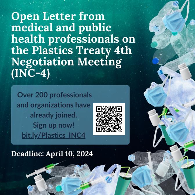 In Healthcare (MD, DO, RN, NP, PA, MPH, pharmacists, psychologists, etc) and care about the PLASTIC CRISIS? If yes, sign an OPEN LETTER here ↘️ tinyurl.com/fyrfppms By April 10, 2024. Thanks!