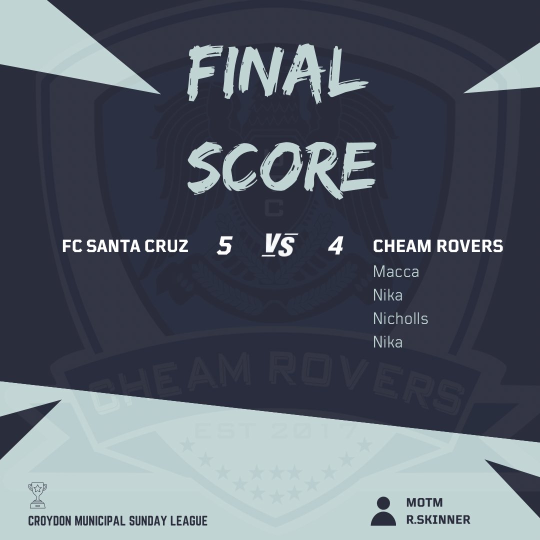 cheamrovers's tweet photo. Think less said the better about this one. Poor run of form continues. π€¦π»ββοΈπ
#CMSFL #football #sundayleague #Cheam #Sutton #londonfootball #surreyfootball #team #footballlife #lovefootball #grassrootsgame #footballers #sport #grassrootsfootball #sundayleagueday https://t.co/arvg1vL9bN