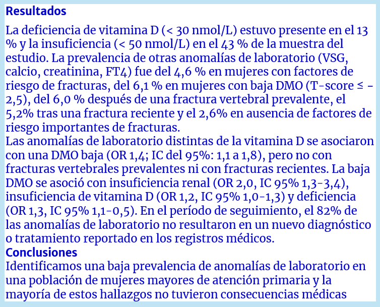 📢Rendimiento del #laboratorio de rutina en la evaluación de la #osteoporosis en #atenciónprimaria
▶️Asociación débil de laboratorio con osteoporosis y ninguna con fracturas vertebrales
🚩tinyurl.com/mth8w5f9
<a href="/segg/">Sandra Egging</a> <a href="/SAGG_org/">SAGG</a> <a href="/semeg_es/">𝗦𝗘𝗠𝗘𝗚</a> <a href="/SocGerMadrid/">#GeriatríaMadrid</a> <a href="/Socgeriatria/">SociedadGeriatria</a> <a href="/MedicinaSAM/">Sociedad Argentina de Medicina (SAM)</a>